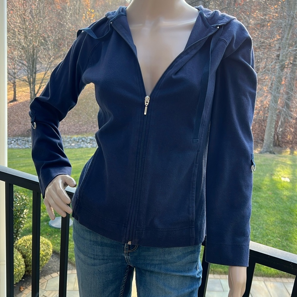 Cute vintage liz wear zip up jacket with pockets, hood & roll up sleeves size S - Picture 2 of 9